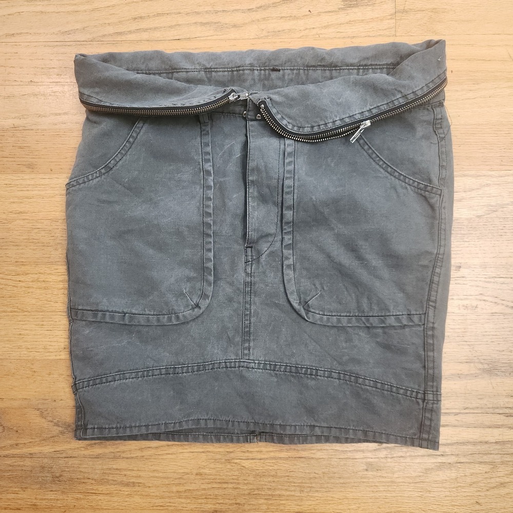 Isabel Marant Gray Cotton Mini Skirt Size 2 Zip Waist‎ Utility Cargo Pockets